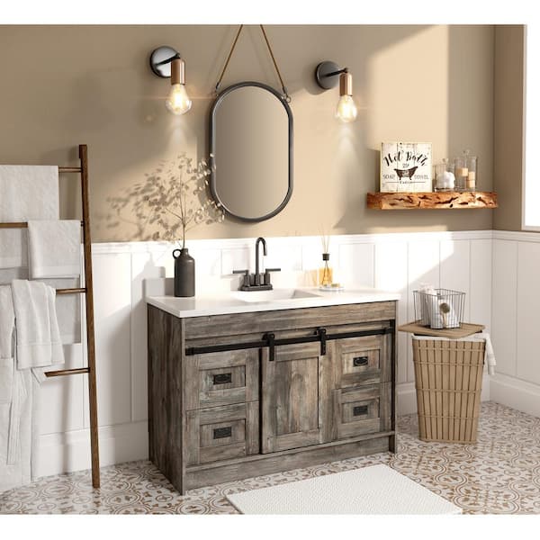 Barnstable 36 in. W x 22 in. D Vanity in Driftwood Gray with Cultured Marble Vanity Top in Solid White with White Basin
