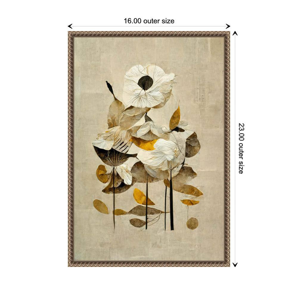 Sylvie Beaded Bronze Framed Abstract Floral Canvas Art