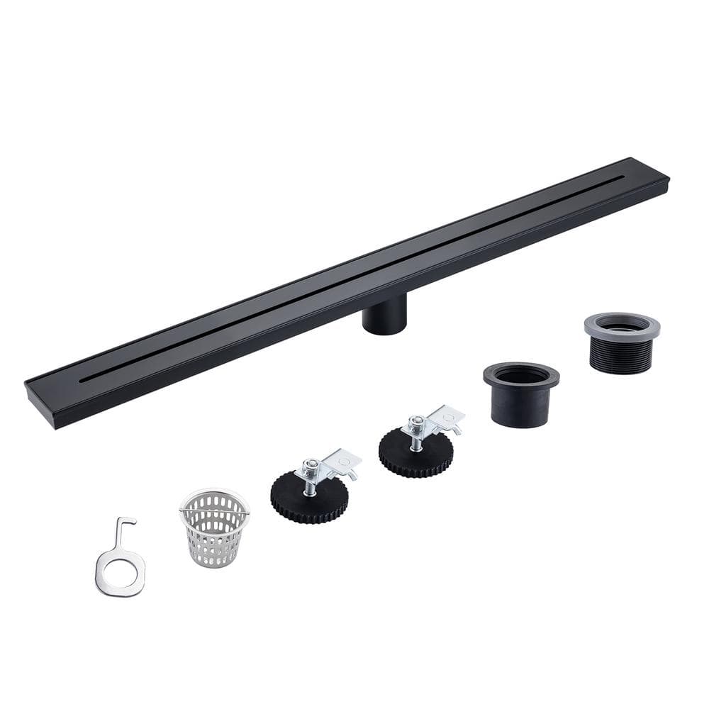 Matte Black 32'' Linear Grid Shower Drain