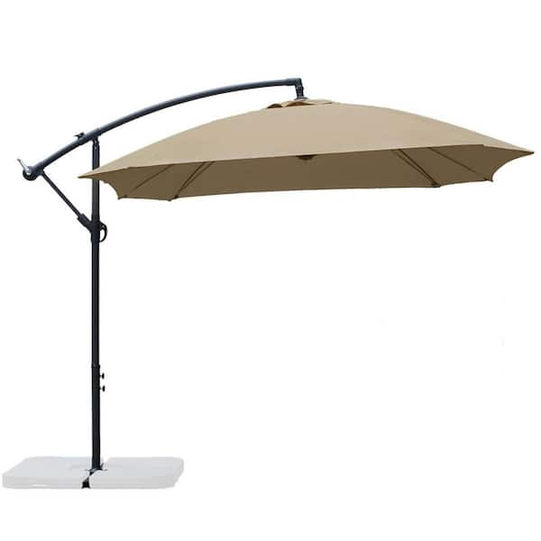 Maincraft 8.7 ft. Fiberglass Outdoor Patio Cantilever Umbrella in Khaki ...