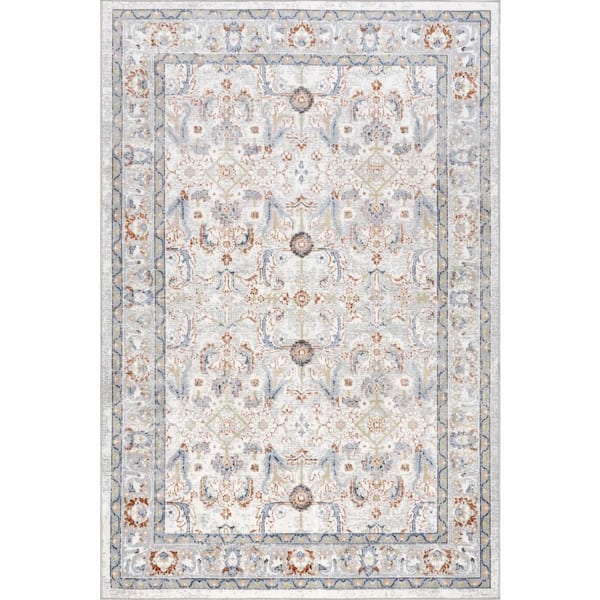 Brooklynn Floral Medallion Washable Rust 9 ft. x 12 ft. Indoor Area Rug