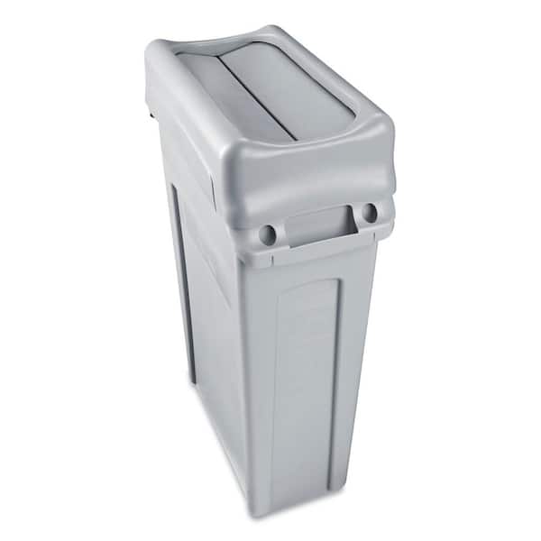 Rubbermaid Commercial Trash Can,Rectangular,22-1/2 gal.,Silver