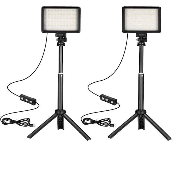 5600K Dimmable USB 5V/2A Photo Lights with Mini Tripod and Colored Filters for Photo Studios LED Video Light 2-Packs