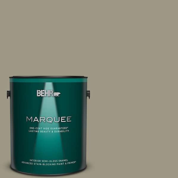 BEHR MARQUEE 1 gal. #PPU8-20 Dusty Olive One-Coat Hide Semi-Gloss Enamel Interior Paint & Primer