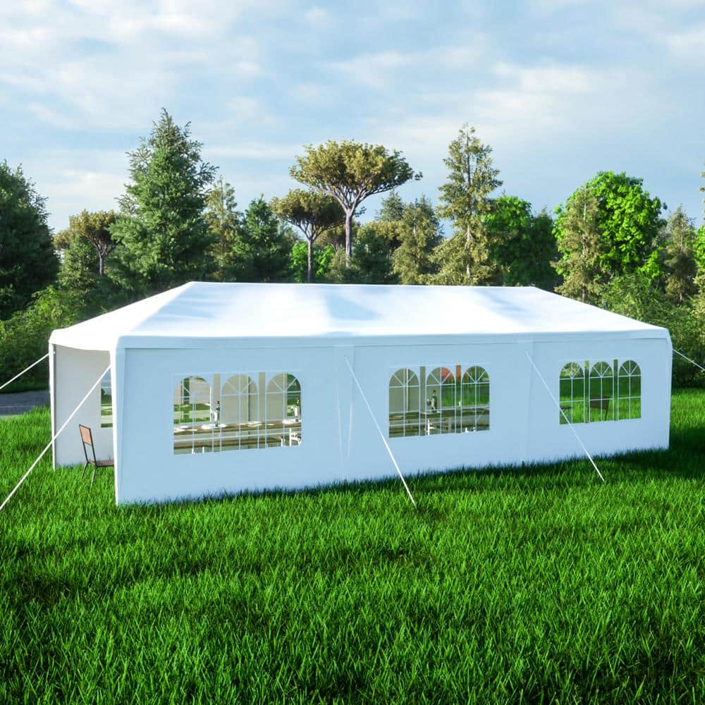 30 ft. x 10 ft. White Gazebo Party Tent with Removable Sidewalls