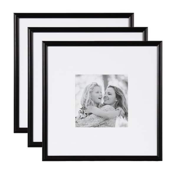 Adlynn 16 in. x 16 in. Matted to 8 in. x 8 in. Black Picture Frame (Set of 3)