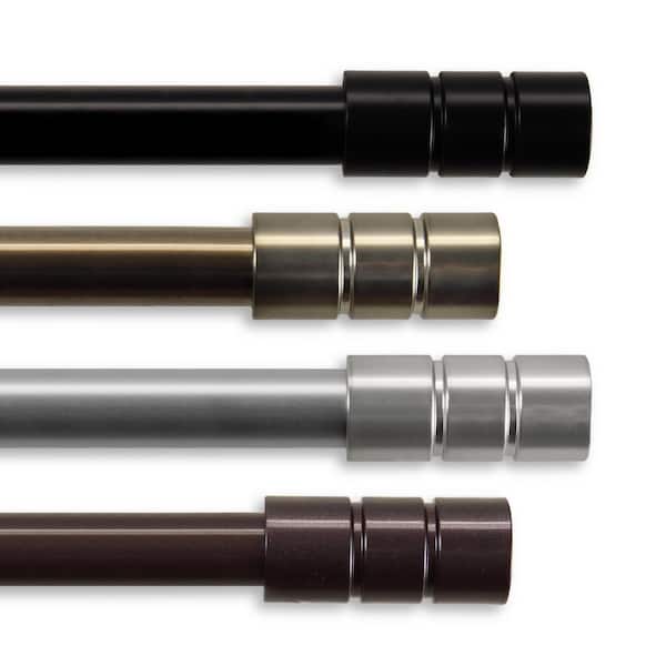 Rod Desyne 18 in. - 28 in. Black Telescoping Single Curtain Rod Kit with Theo Finial