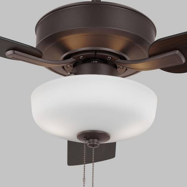 Generation Lighting - Linden 48 in. Transitional Indoor Bronze Ceiling Fan with Bronze/American Walnut Reversible Blades and LED Light Kit