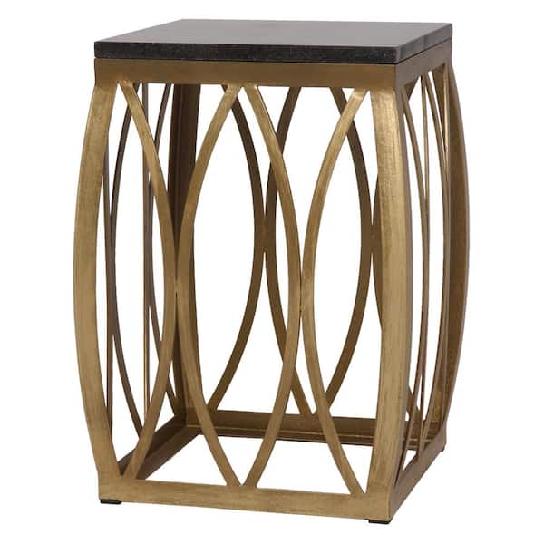 Emissary Vault 23 in. H Gold Square Wrought Iron Accent Table