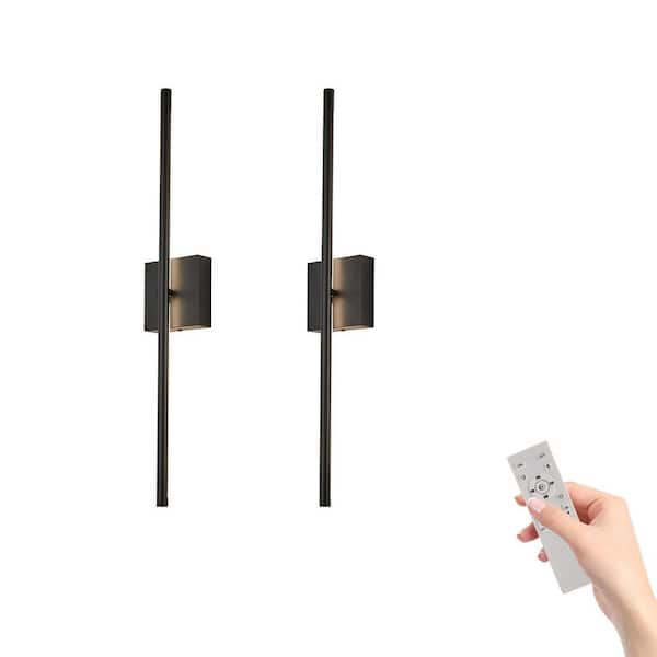 VEVETTA 28.4 in. Modern LED Wall Sconce, Minimalist Indoor Wall Light Fixtures with Dimmable Function in Matte Black (2-Pack)