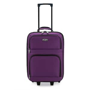 19.5 in. Purple Carry-On Rolling Suitcase with Protective Foam Padding