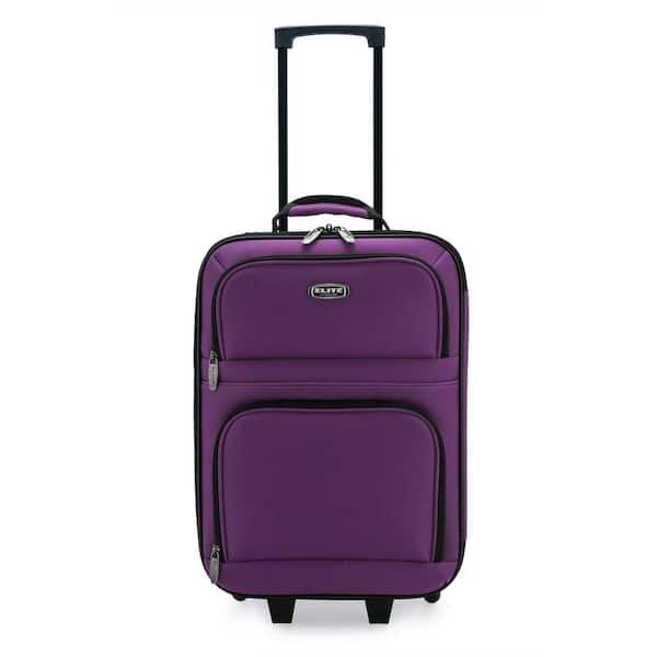 Elite Luggage 19.5 in. Purple Carry-On Rolling Suitcase with Protective Foam Padding