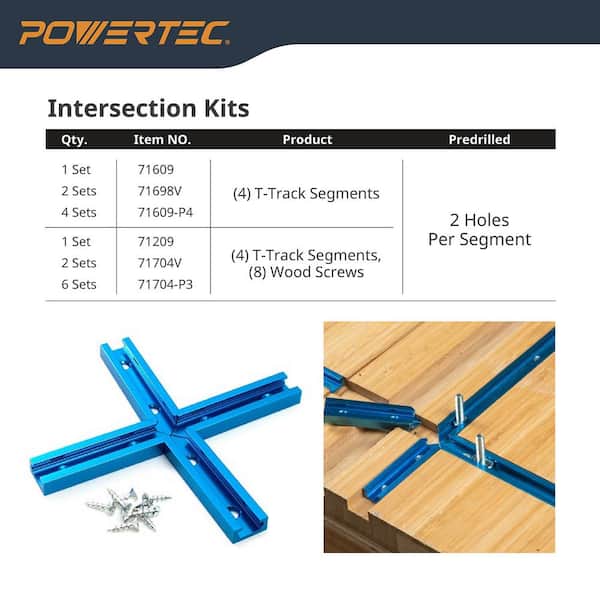 3 in. Aluminum T-Track Intersection Kit with Predrilled Mounting Holes and Wood Screws