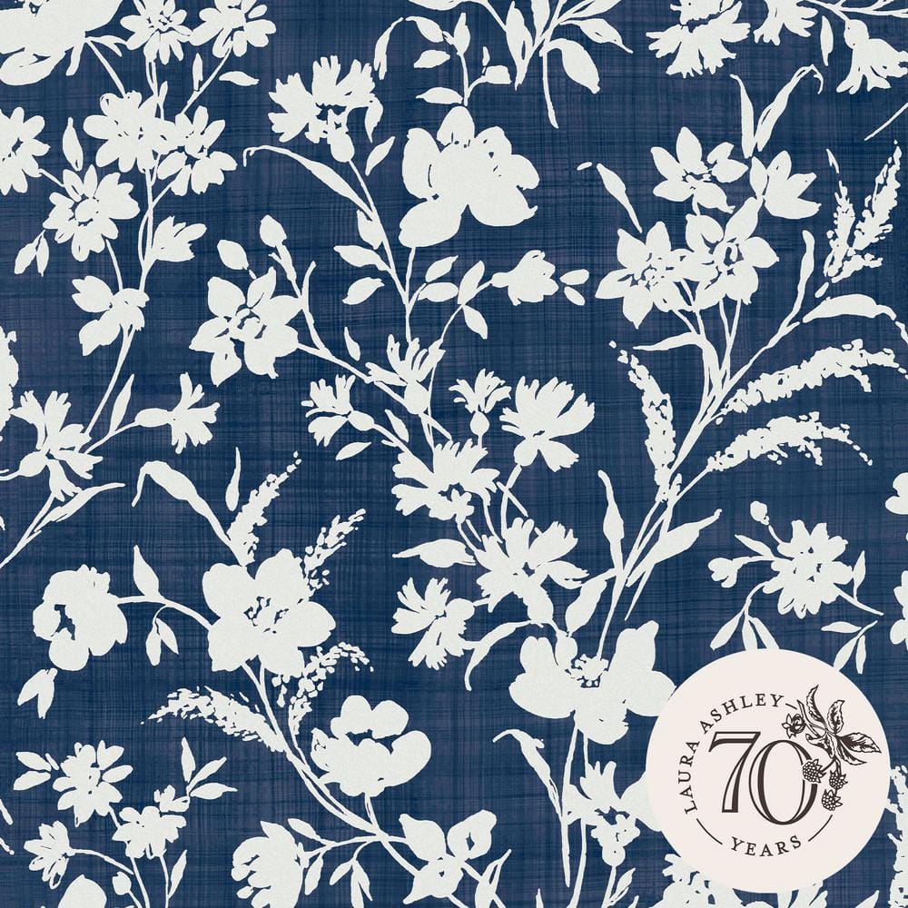 Laura Ashley Rye Midnight Seaspray Blue Removable Wallpaper Sample