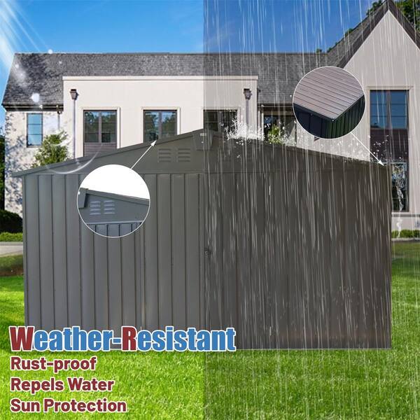 Sudzendf Dark Gray 11 ft. W x 12.5 ft. D Metal Shed with