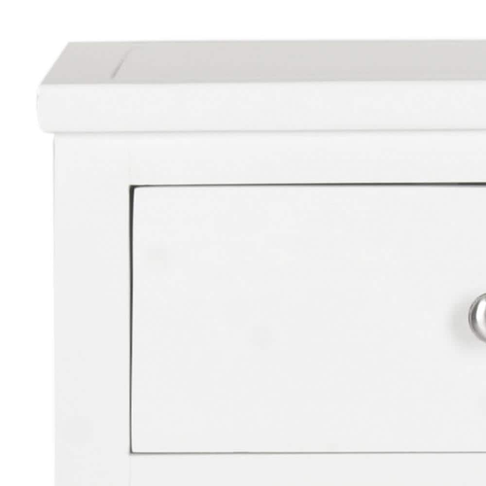White Poplar Wood Nightstand with Storage Drawer