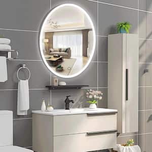 23.5 in. W x 35.5 in. H Framed Oval LED Light Bathroom Vanity Mirror in Clear