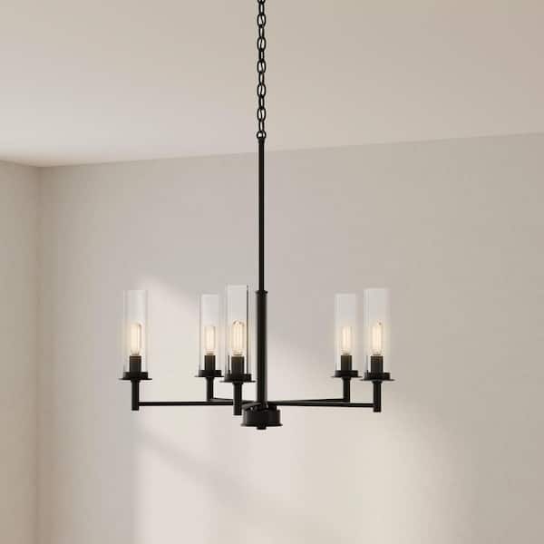 Progress Lighting Kellwyn 5-Light Matte Black Traditional Chandelier
