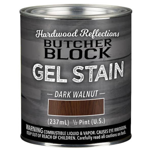 HARDWOOD REFLECTIONS 1 Pint Oil-Based Butcher Block Interior Wood Gel Stain in Dark Walnut