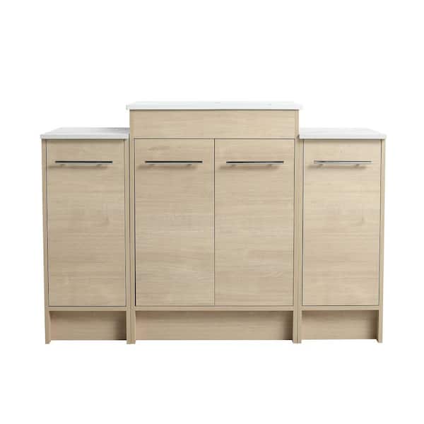 Unbranded 48 in. W x 18.3 in. D x 33.8 in. H Freestanding Bath Vanity in Plain Light Oak with White Ceramic Top