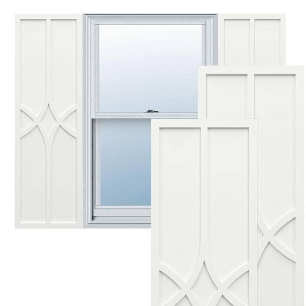 Ekena Millwork True Fit PVC 15 in. W x 40 in. H Raised Panel Vinyl Shutters Pair in Unfinished