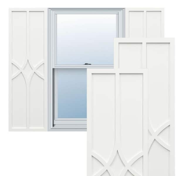 Ekena Millwork True Fit PVC 18 in. W x 70 in. H Raised Panel Vinyl Shutters Pair in Unfinished
