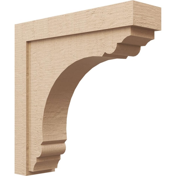 Ekena Millwork 6 in. x 24 in. x 24 in. Thin Warren Rough Cedar Woodgrain TimberThane Corbel, Primed Tan