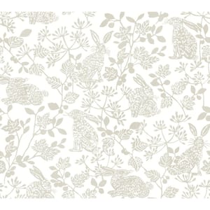 45 sq ft Botanical Bunnies Beige Peel and Stick Non-woven Wallpaper
