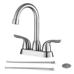 4 in. Centerset 2-Handle Bathroom Faucet with Spot Defense and Drain Assembly in Brushed Nickel