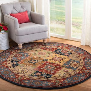 Heritage Red/Multi 5 ft. x 7 ft. Oval Border Area Rug