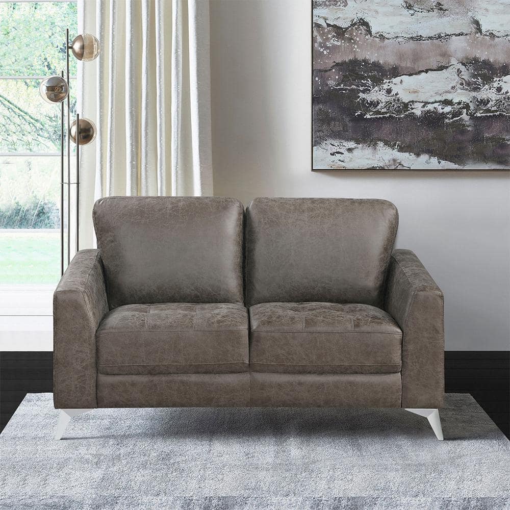 Bristow 77 in. W Straight Arm Microfiber Rectangle 2-Piece Sofa Set in Brow