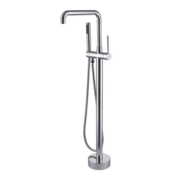 Unbranded Single-Handle Claw Foot Freestanding Tub Faucet with Hand Shower in. Polished Chrome