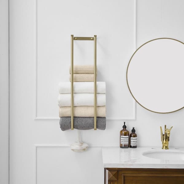 Single Stainless Steel Wall Mounted Towel Rack in Brushed Gold