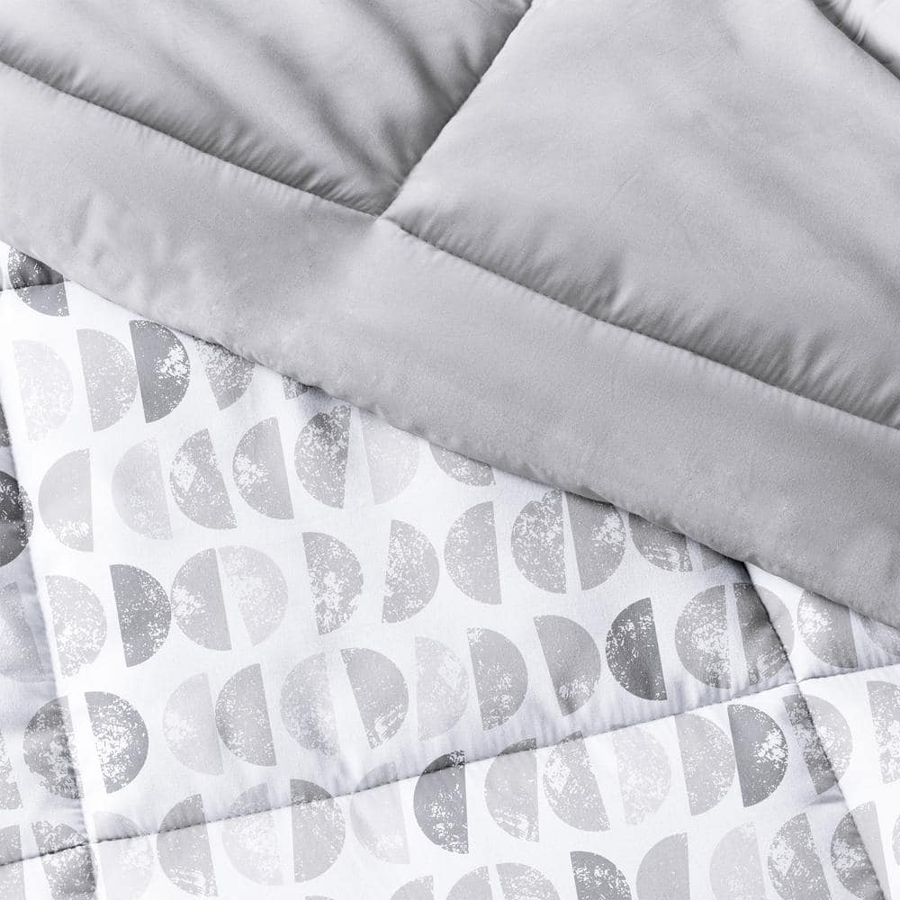 Full Gray Reversible Down Microfiber Comforter Set