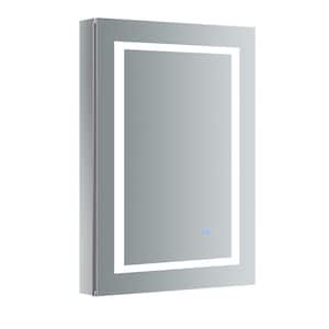Spazio 24 in. W x 36 in. H Recessed or Surface Mount Medicine Cabinet with LED Lighting, Mirror Defogger and Left Hinge