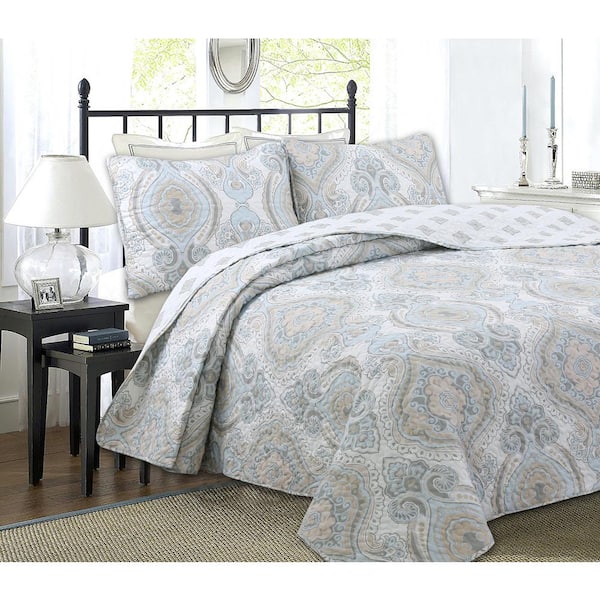 Better Homes & Gardens Paisley Medallion Cotton Quilt, Full-Queen, White,  Adult, Teen 