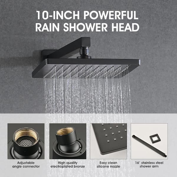 Shower Head, 10'' High Pressure Rainfall Shower Head with 3