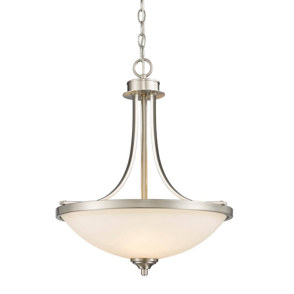 Barr 3-Light Brushed Nickel Pendant with Matte Opal Glass