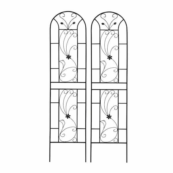 Avex Black 2-Pieces 19.7 in. W x 86.7 in. H Metal Garden Trellis for Climbing Plants Outdoor Flower Support