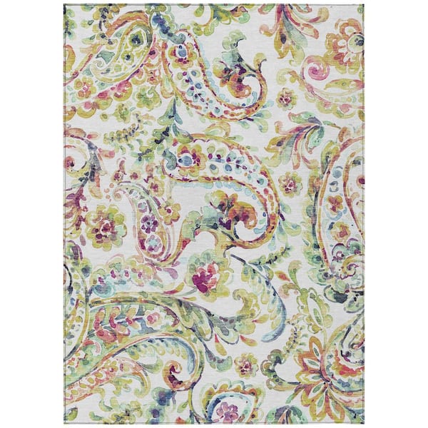 Chantille Machine Washable Indoor/Outdoor Abstract ACN834 Ivory 8 ft. x 10 ft. Area Rug