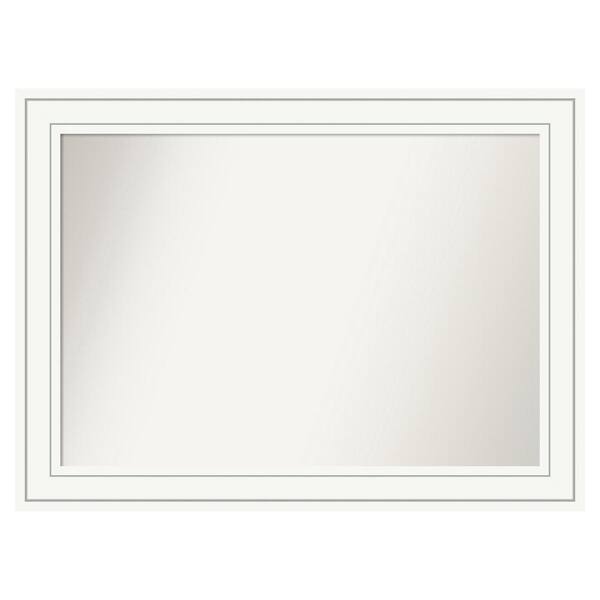 Amanti Art Craftsman White 35 in. x 26 in. Custom Non-Beveled Satin Wood Framed Bathroom Vanity Wall Mirror