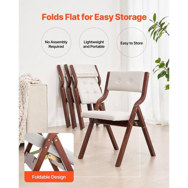 SKYSHALO Wooden Folding Chairs with Cushion, Set of 2
