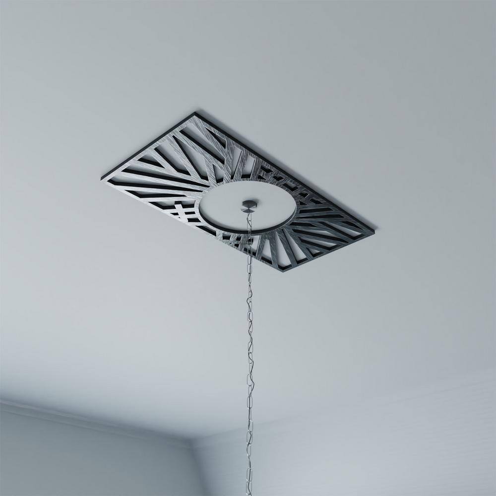 Antiqued Silver 16" x 8" PVC Pierced Ceiling Medallion