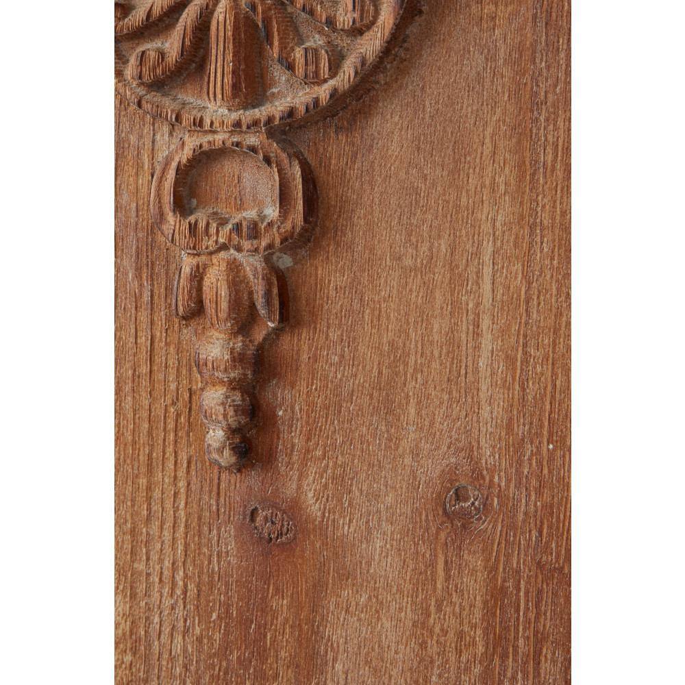 Brown Wood Carved Floral Antefix Wall Decor Set of 3