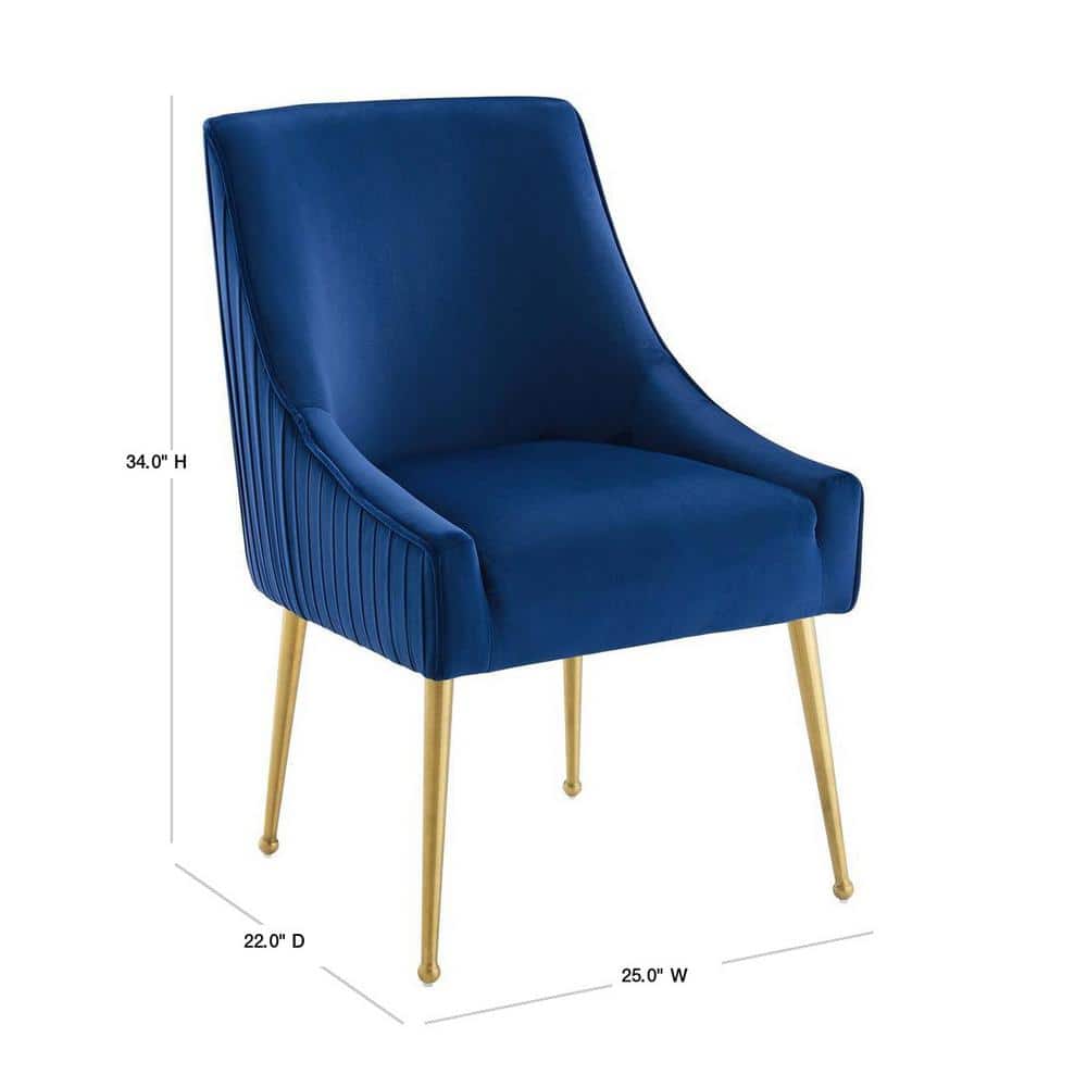 Sapphire Velvet Upholstered Dining Chair with Gold Accents
