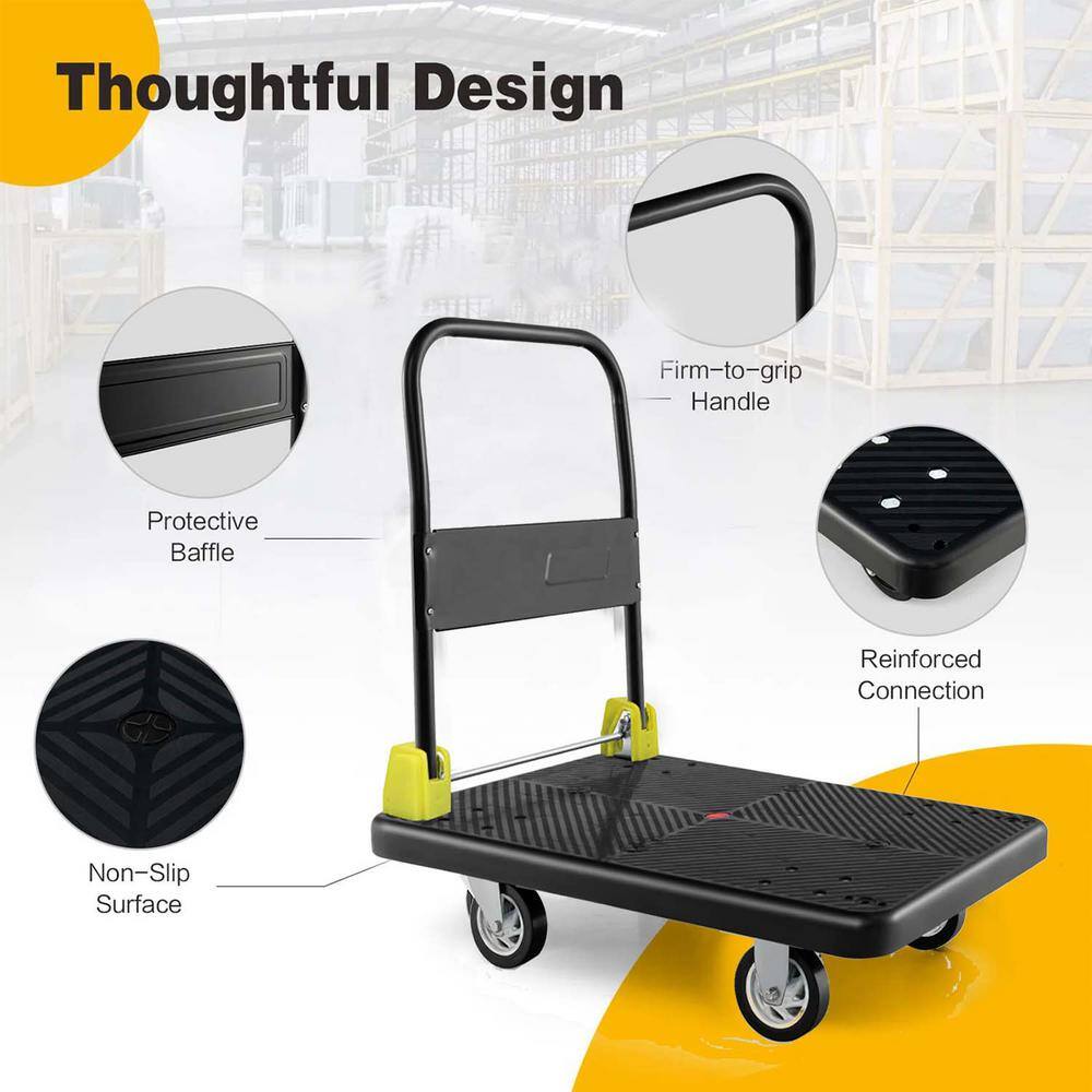 330 lb Capacity Black Folding Steel Platform Hand Truck