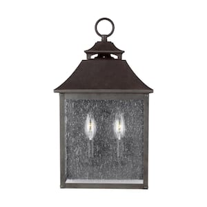Galena 2-Light Sable Outdoor Wall Mount Wall Lantern with Clear Seeded Glass