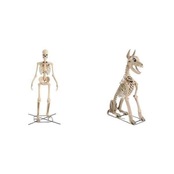 12 ft. Giant-Sized Skelly and 5 ft. Skelly's Sitting Dog with LifeEyes™ LCD Eyes Combo (2 Piece)