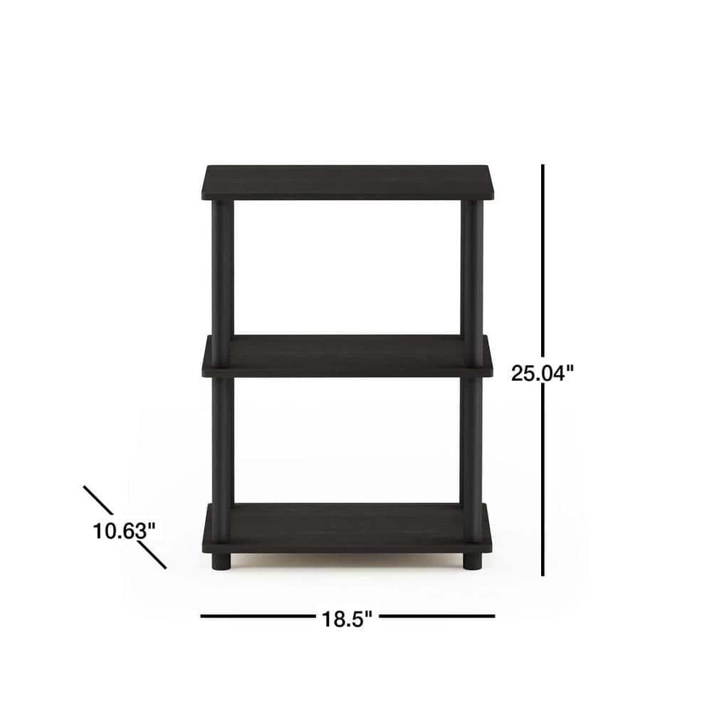 Espresso Black 3-Tier MDF and PVC Living Room Bookshelf