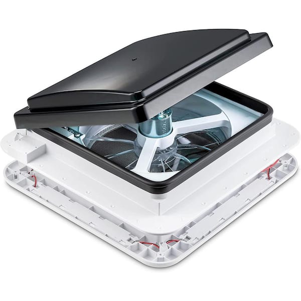 HIKE CREW 2.9 in. x 14 in. Manual RV Roof Vent Fan with 3-Speeds and LED Light - Smoked Lid